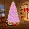 Costway 7 FT Flocked Artificial Christmas Tree Hinged with 500 LED Lights 1200 Branch Tips